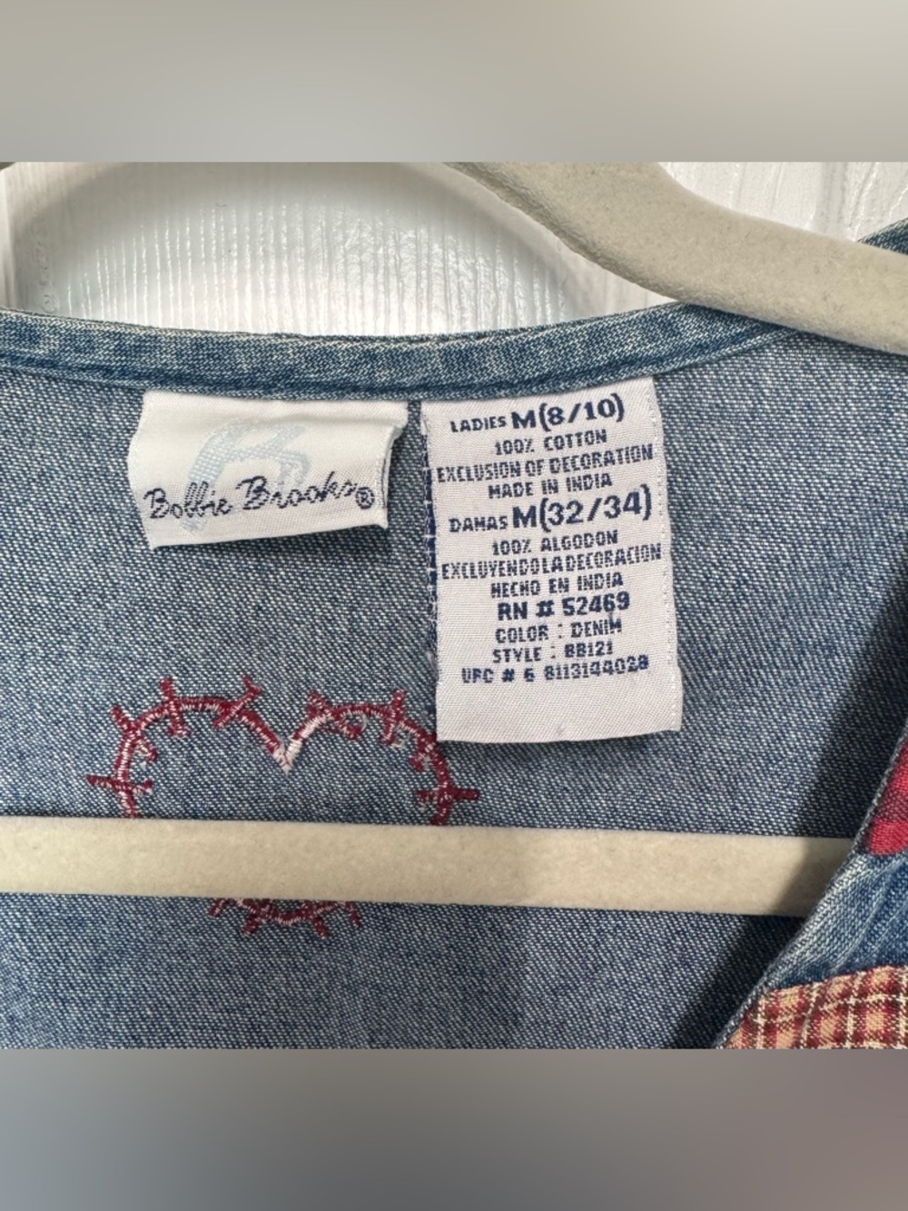 Bobbie Brooks Vintage Embroidered Denim Farm Vest Teacher Country Cottagecore - Picture 3 of 12